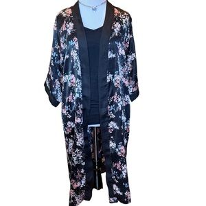 Chic Floral Black Women's Kimono Set